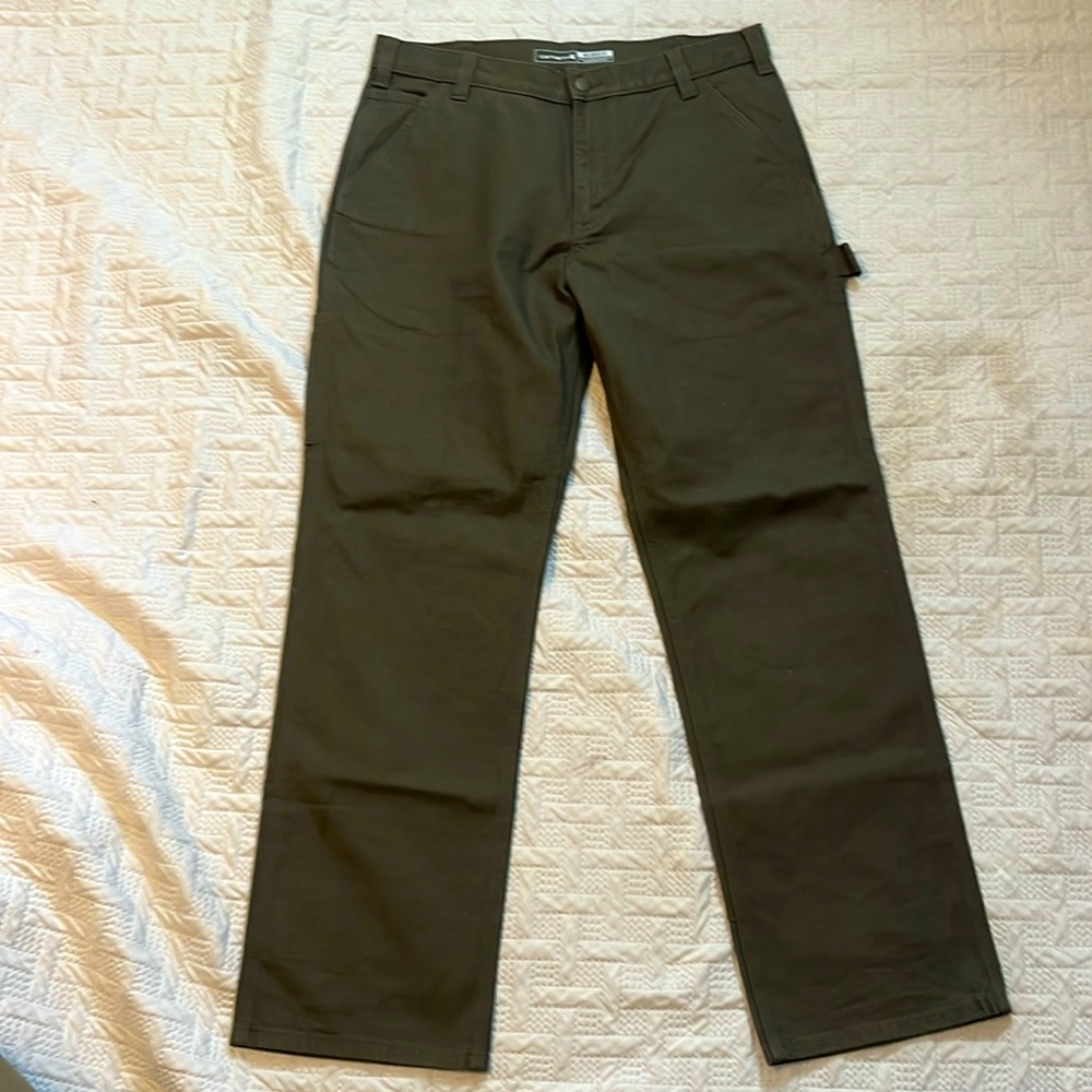 34 waist 32 length moss color carharrt duck utility work pants